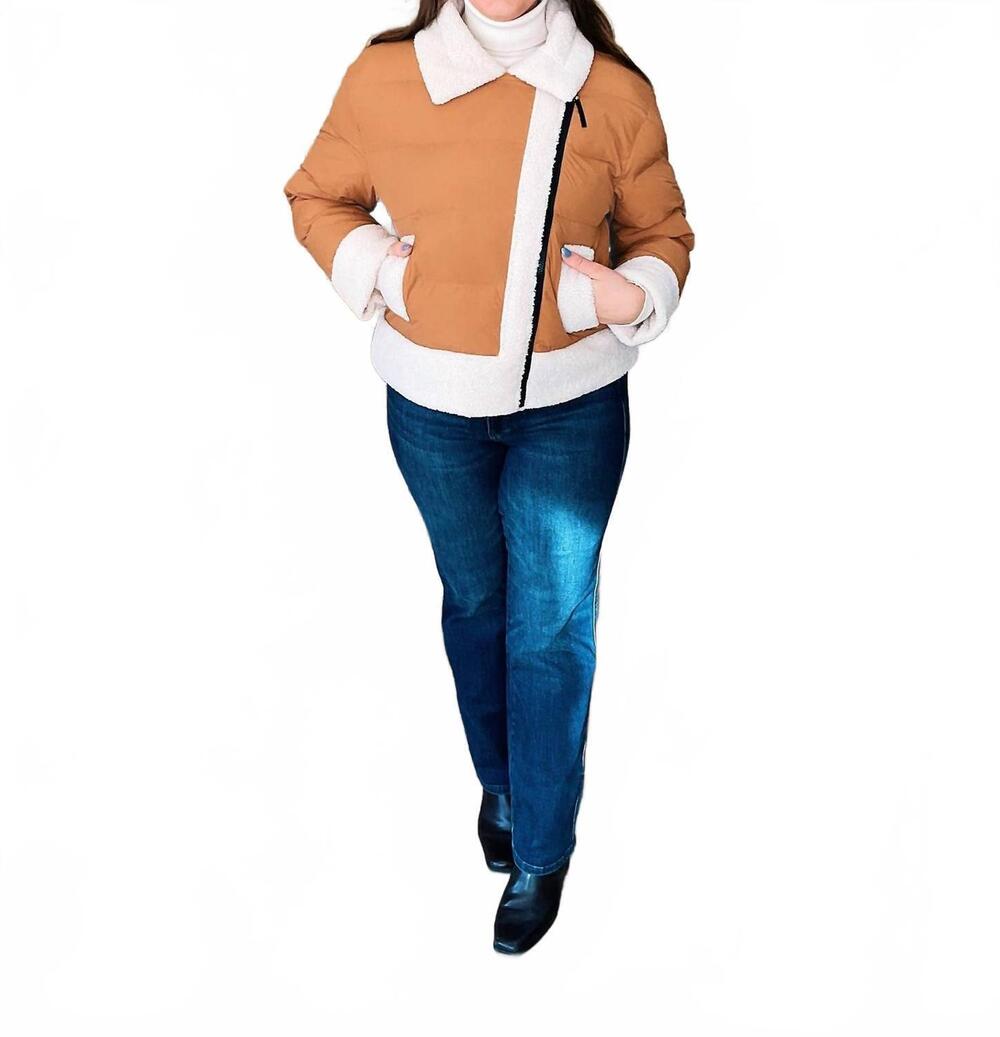 NEW TCEC sherpa puff jacket in camel